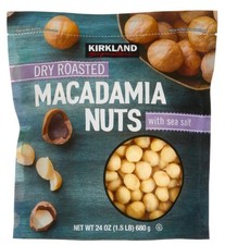 Kirkland Signature Dry Roasted Macadamia Nuts Sea Salt 24oz Bag 1.5lb EXP 02/27