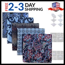 SHLAX WING 5 Pieces Assorted Mens Silk Pocket Square Set Handkerchiefs