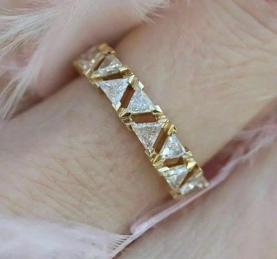 2 kt Trillion Cut Lab Created Diamant Ehering Ring 14 K Gelbgold plattiert