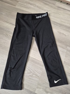 Nike Pro Caprihose Leggings 3/4 Schwarz Kindergröße L 146 152 158