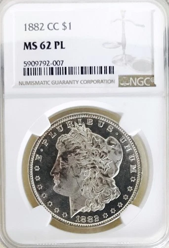 1882 CC MORGAN DOLLAR NGC MS 62 PL! UNBELIEVABLY BEAUTIFUL RARE DATE! NR #K2861