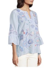 JOHNNY WAS Silk Ruffle Sleeve Blouse New Size M No Tag