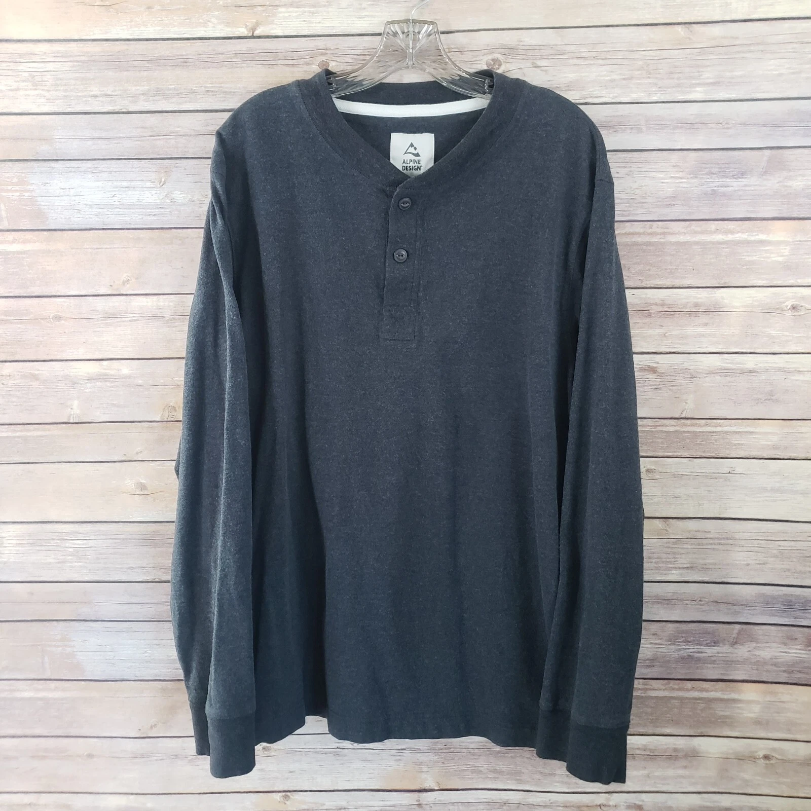 Alpine Design XXL Mens Henley Shirt Gray Camping Trail Hiking Utility Workwear