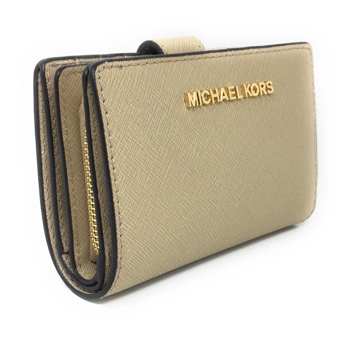 Michael Kors Gold Leather Jet Set Travel Bifold Wallet Michael Kors