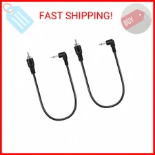 2 Pack 1ft RCA Male to 3.5mm 1/8 inch 90 Degree Right Angle Monaural Mono Male P