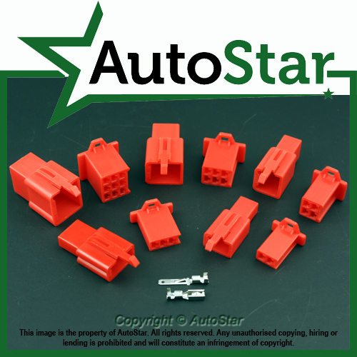 6 Way 2.8mm Mini Connector Kit RED Motorbike Yamaha Motorcycle Pin Connectors - Picture 8 of 8