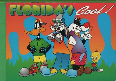 Vintage Warner Bros Looney Tunes Postcard Bugs Bunny Daffy Tweety Sylvester FL