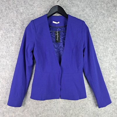 Target Jacket Womens 8 Blue Collarless Peplum Business Formal Work NEW 7728