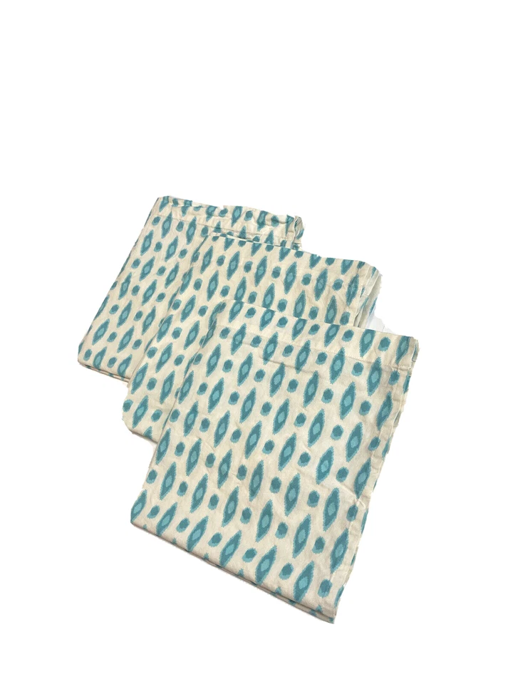 Комплект из 3 занавесок на заказ ручной работы холст синий богемный икат печать короткие балдахины хлопок - Изображение 3 из 4