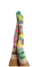 ❣️KIX’IES❣️GILLY Trendy Rainbow Tie Dye Thigh Highs