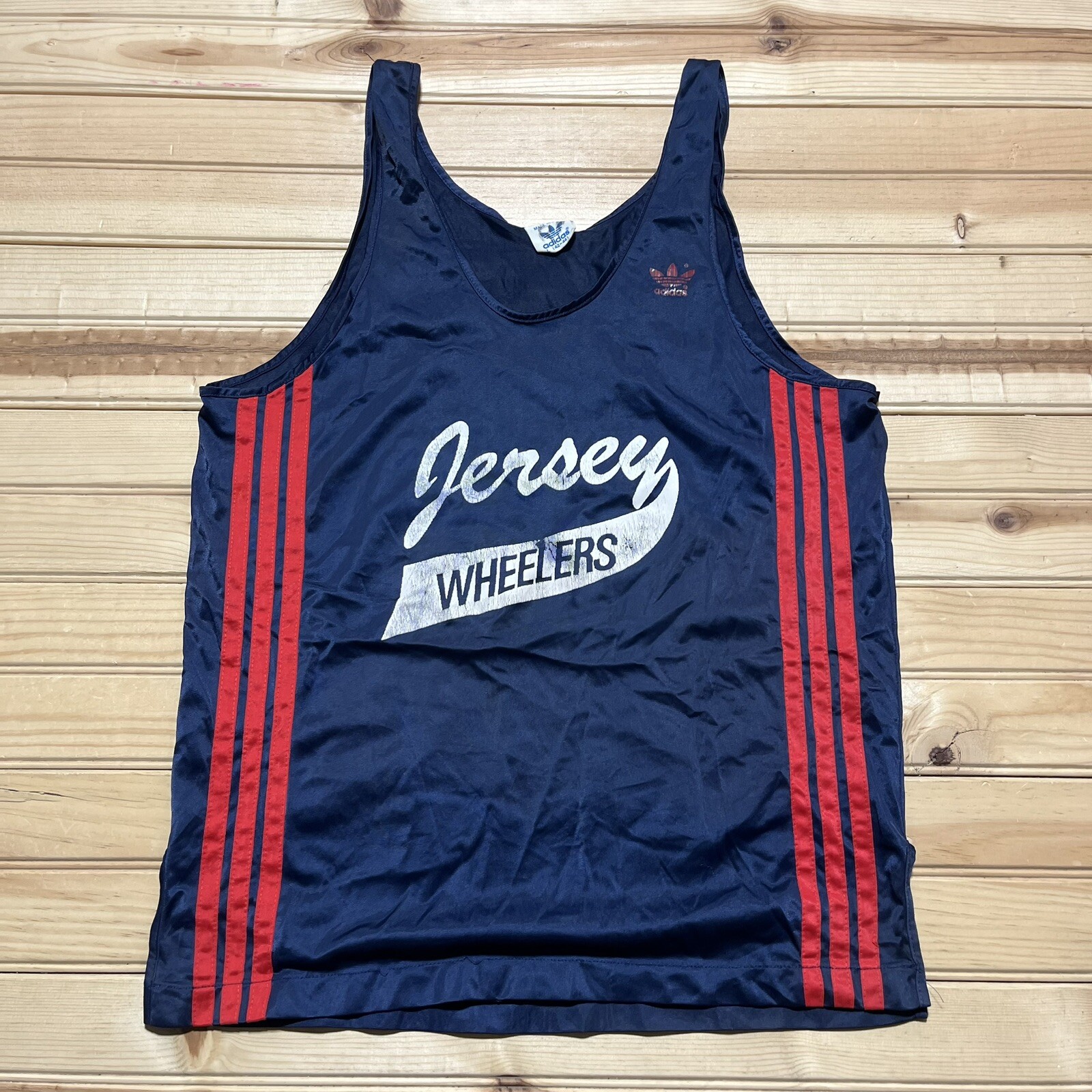 Vintage 70s 80s Adidas - Jersey Wheelers Jersey Trefoil Striped Size Large RARE