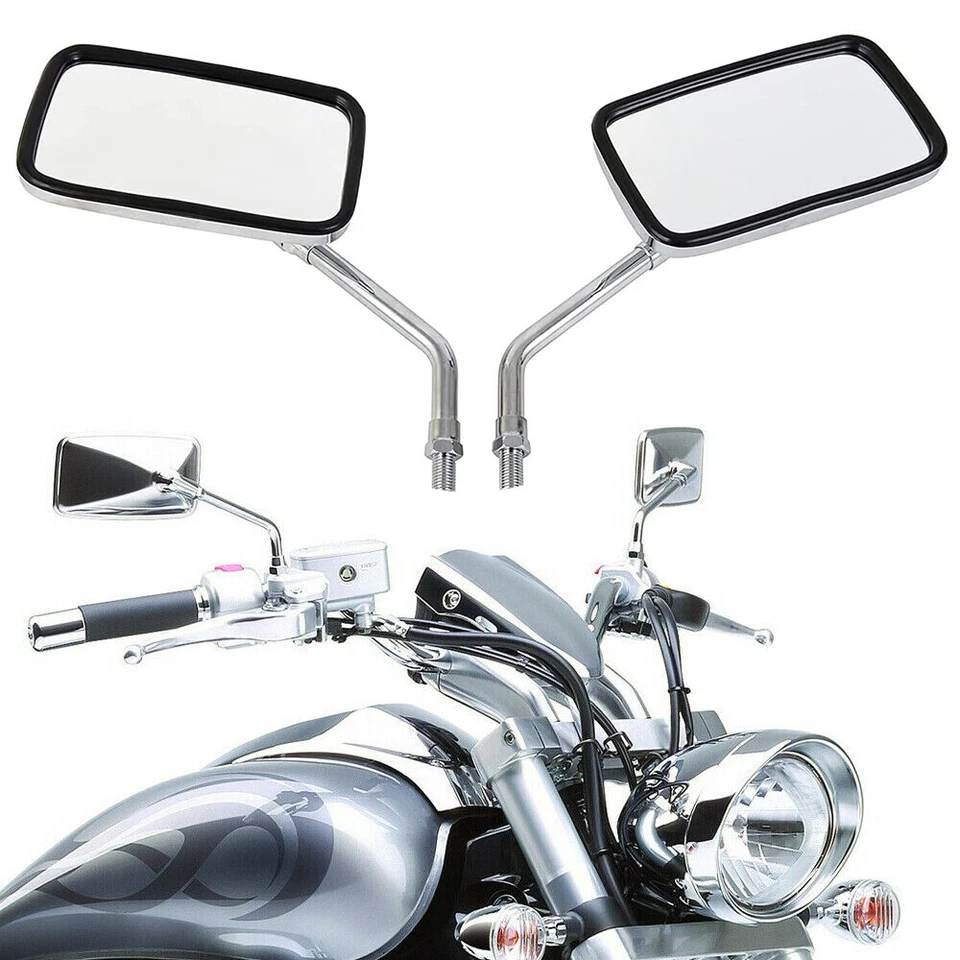 For kawasaki Vulcan 500 700 800 900 1500 1600 Chrome Rectangle Rear view Mirrors - Image 2 of 4