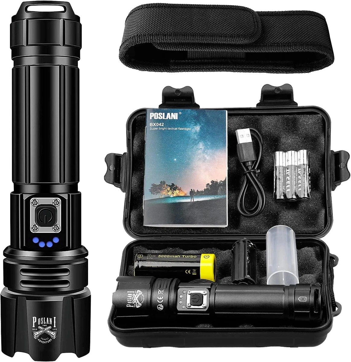 VGEBY Mini torcia a LED, torcia tascabile tattica ultraluminosa per l' escursionismo in campeggio