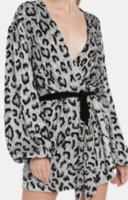 RETROFETE Women's Leopard Sequined Gabrielle Robe Dress $685 NWT Size Small