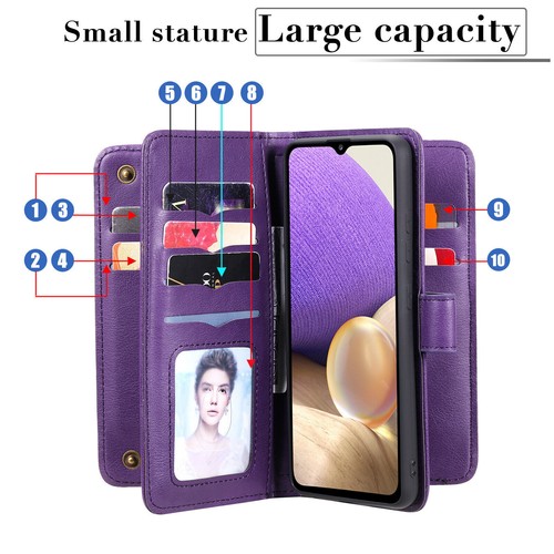 Luxury Leather Flip Card Wallet Stand Cover Case for A13 A23 A33 A53 5G - Picture 4 of 18