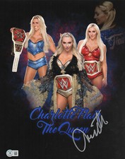 CHARLOTTE FLAIR SIGNED AUTOGRAPH WWE 11x14 PHOTO BAS BECKETT THE QUEEN WOOOOO