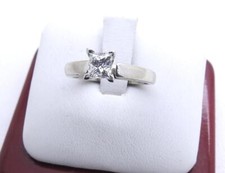 14K White Gold Princess Cut Diamond Engagement Ring 0.50 carat Solitaire Size 7