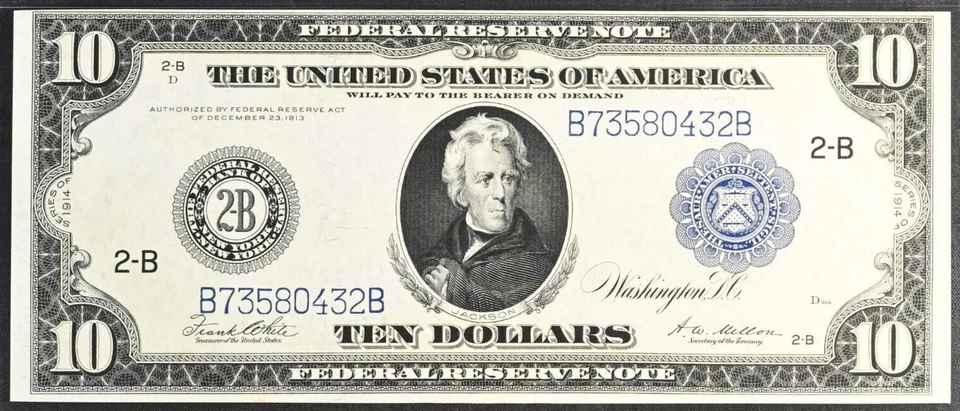 FR911c 1914 $10 Ten Dollars Federal Reserve Note New York PCGS CU63 FREE SHIPPIN - Image 4 of 4