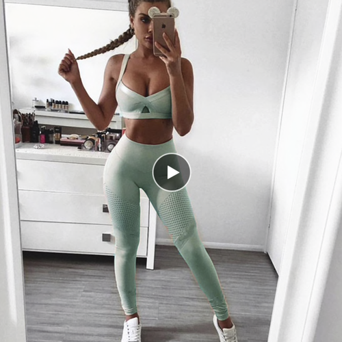Green Royal Yoga set Leggings Top 