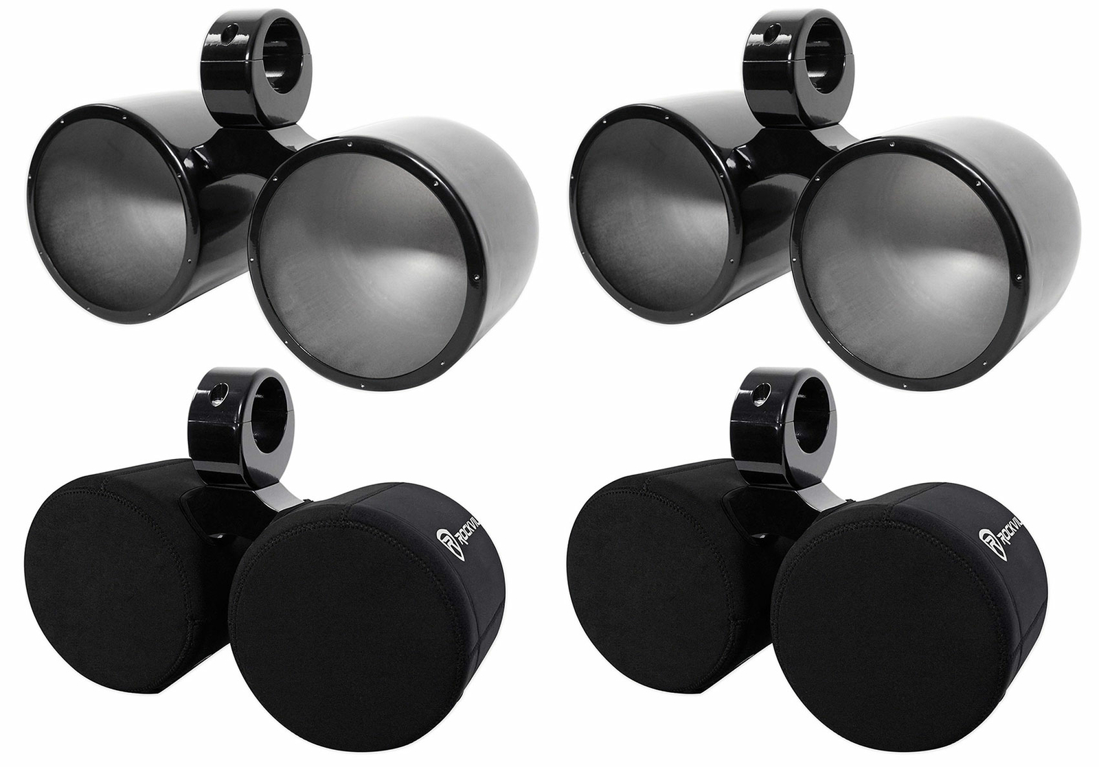 2 Rockville DMAC80B Dual 8 Черных алюминиевых динамиков для вейкборда чехлы