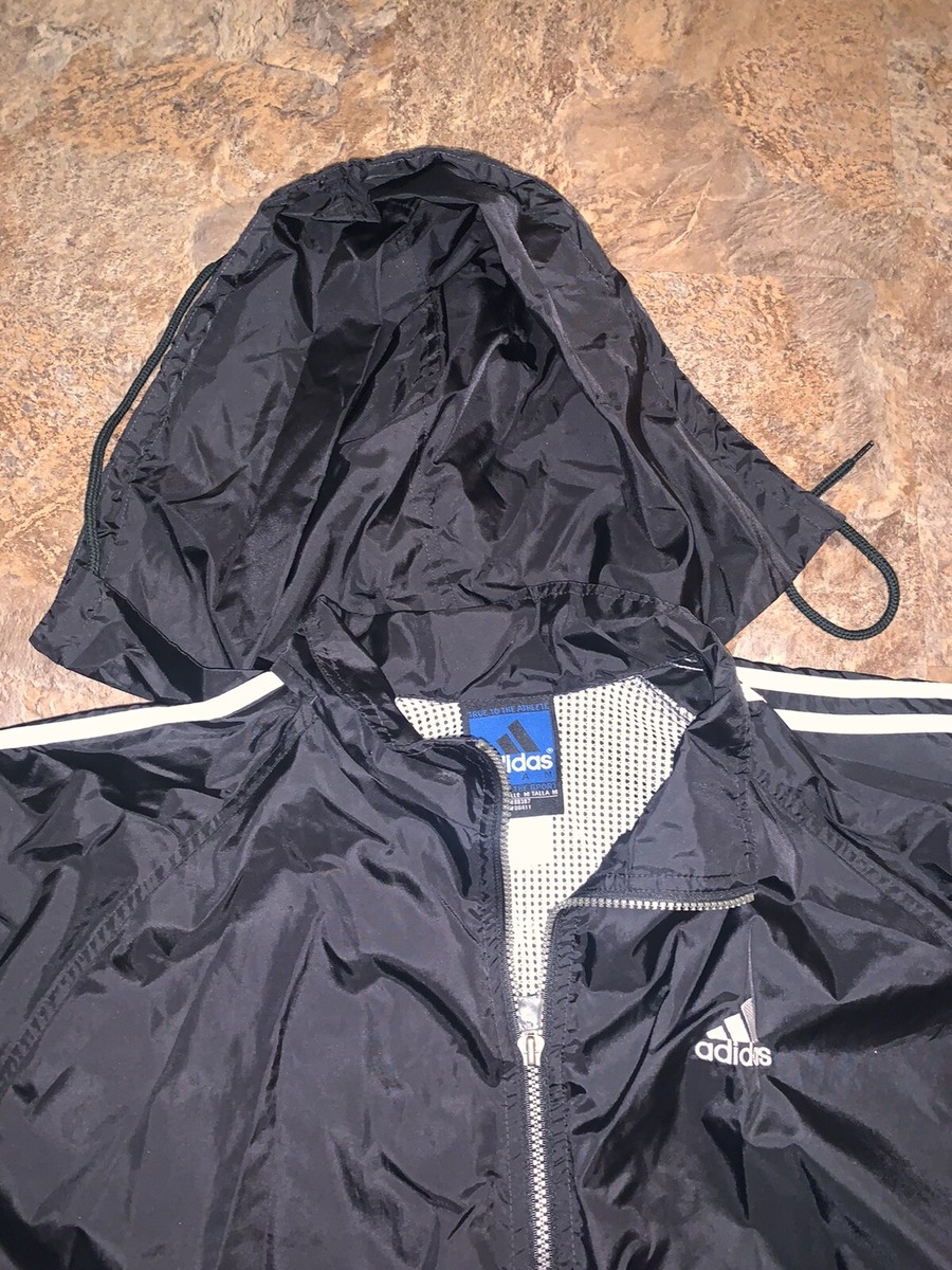 RARE Vintage Adidas Full Zip Windbreaker Medium Black/White