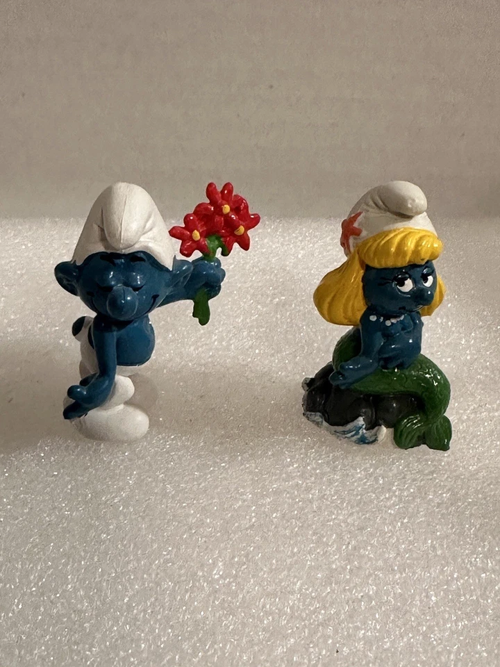 Figuras Pitufos PVC Sirena Pitufina Y Tímido De Colección Peyo Schleich 1981 Foto 3 de 4