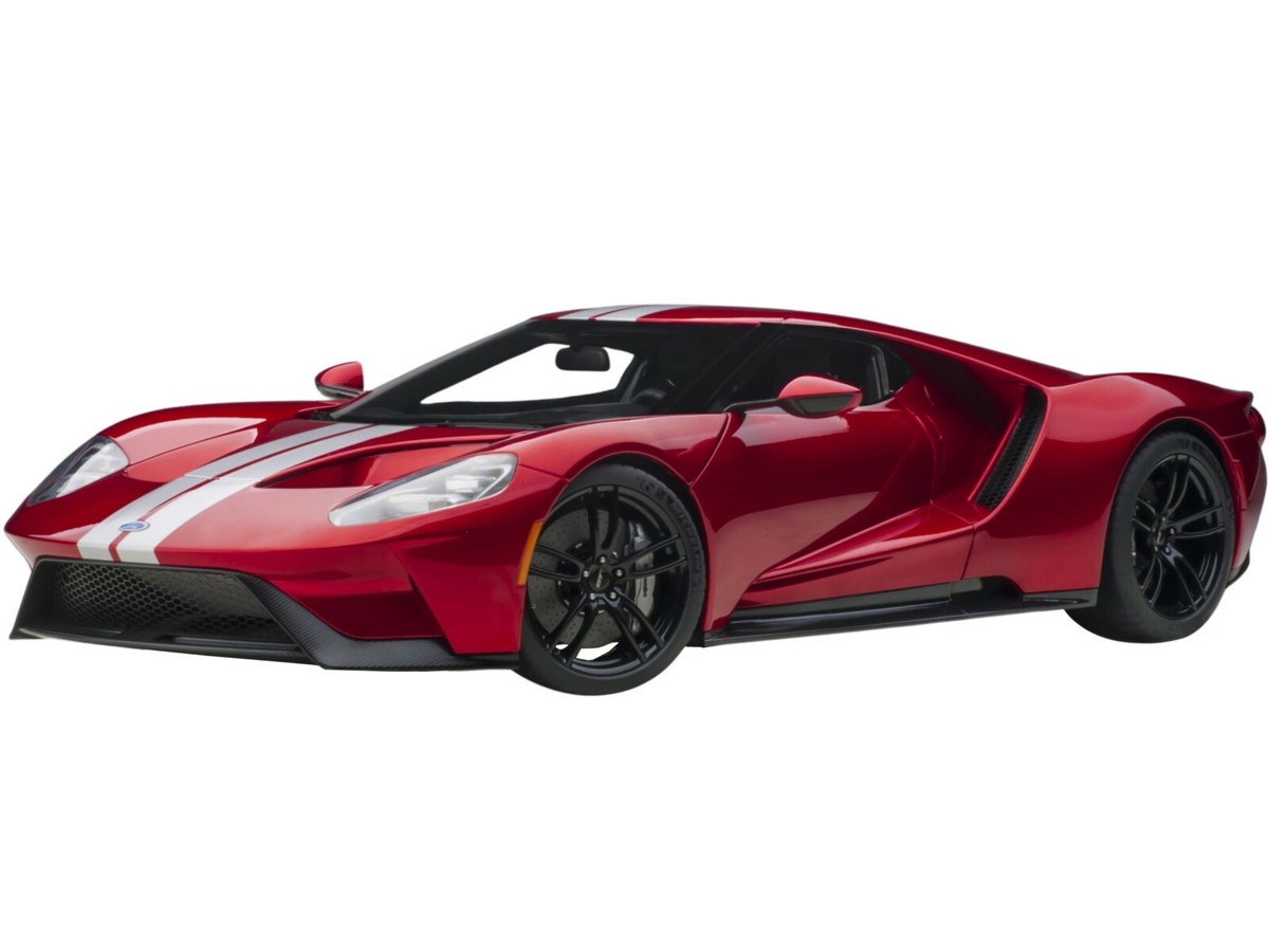 2017 FORD GT LIQUID RED MET. W/SILVER STRIPES 1/12 MODEL CAR BY