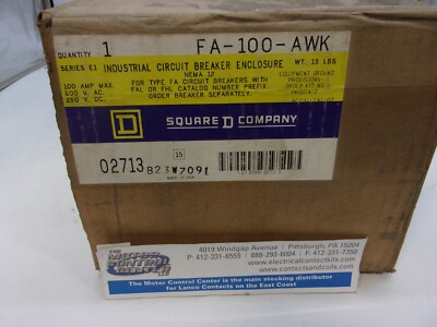 FA-100-AWK-SQUARE D-CIRCUIT BREAKER ENCLOSURE, SERIES E1, 100A, 500VAC, 250VDC