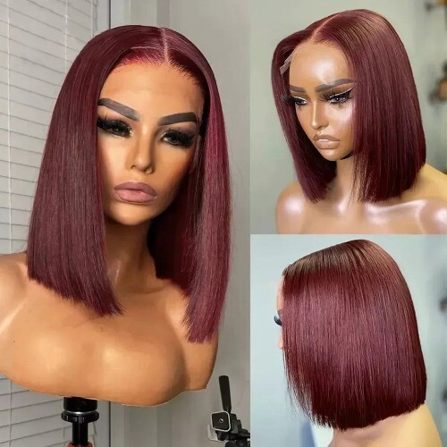 99J Burgundy Short Bob Wig 13X4 Lace Front Wigs Brazilian  display picture 2