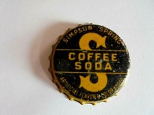 Vintage Simpson Spring Coffee Soda Cork Lined Bottle Cap