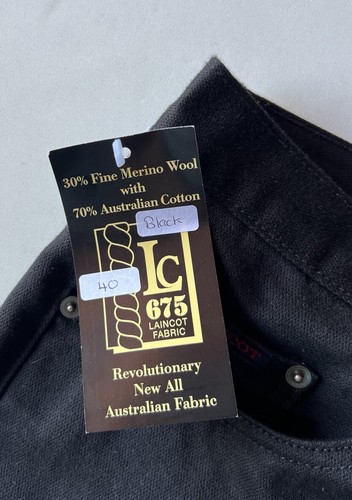 Laincot 675 Pants Men 38 Black Fine Merino Wool Cotton Made In Australia - Picture 10 of 12