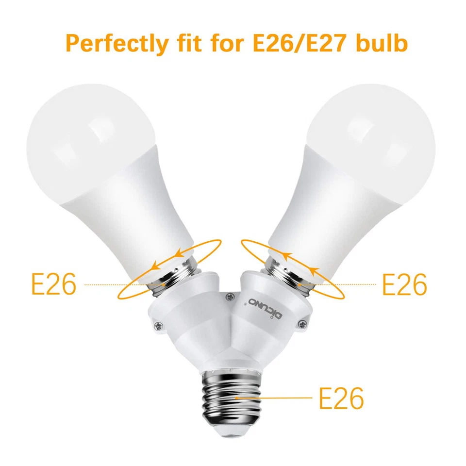 2 in 1 LED Light Socket Splitter Adapter for E26/E27 Medium Base Extender Socket - Image 4 of 4