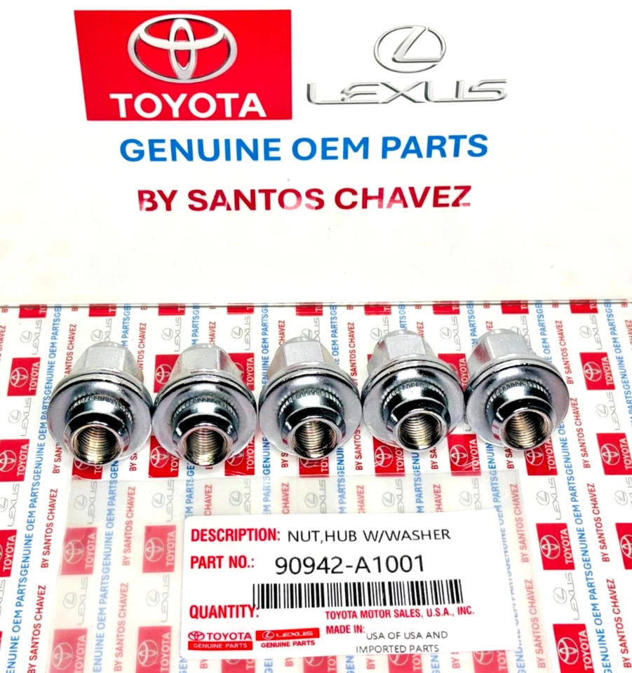 Juego de tuercas de rueda Toyota Land Cruiser 1998-2020 5x piezas originales OEM 90942-A1001 Foto 4 de 4