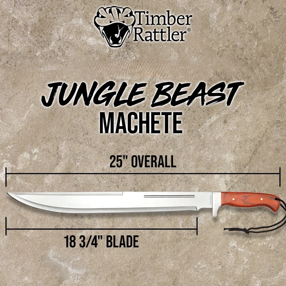 Machete Timber Rattler Jungle Beast | Incluye funda de nailon | Total 25" Foto 2 de 4