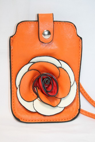 Small Floral Leather Cell Phone Purse with removable Strap