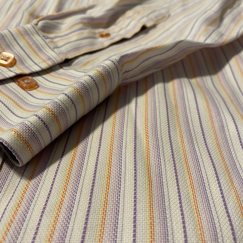 Camisa Luchiano Visconti Hombre Hombre Talla 16.5 Rayas Manga Larga Abotonada Usada en Excelente Condición Foto 2 de 4