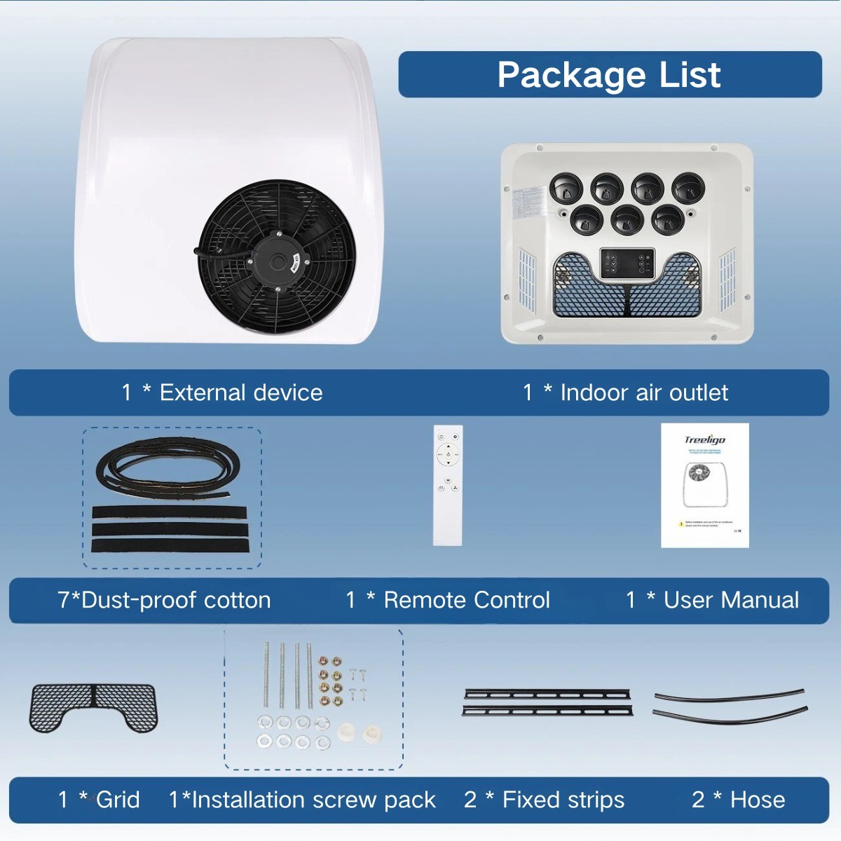 12000BTU 24V Rooftop DC Air Conditioner RV A/C Unit Non-Duct Cool & Heat 2 in 1