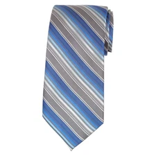 ALARA Mens Silk Tie Necktie Blue Silver Stripe 3.15 Classic Dress Designer $80