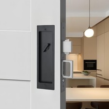 Pocket Door Privacy Lock,Recessed Handle Latch,Invisible Finger Flush Pulls w...