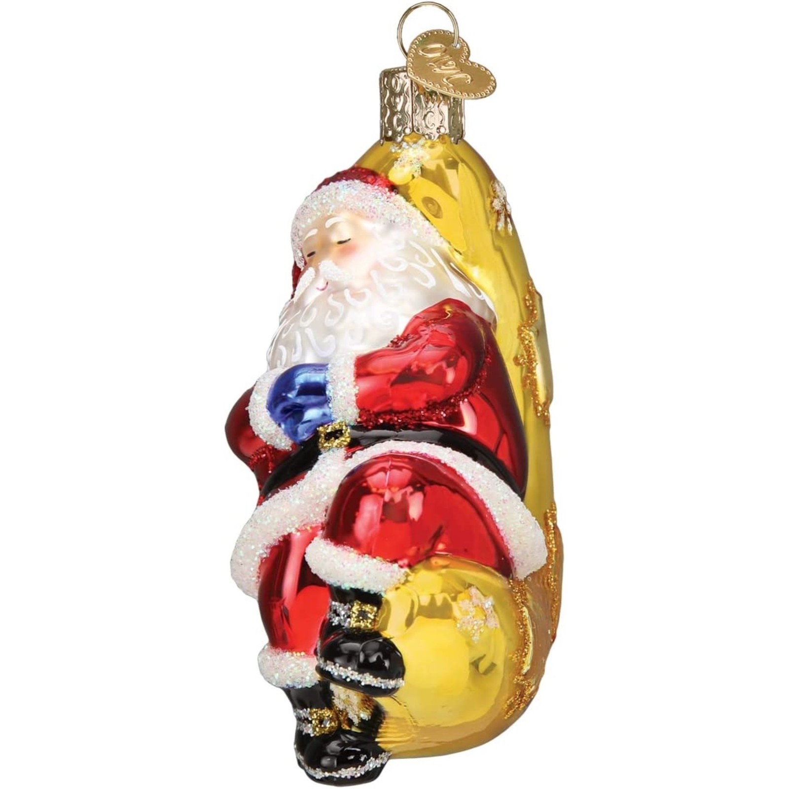 Old World Christmas Glass Blown Ornament, Moonlight Santa (With OWC Gift Box)