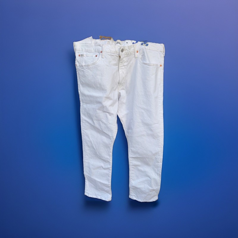 Polo Ralph Lauren White Varick Slim Straight White Denim Jeans 40x32 New