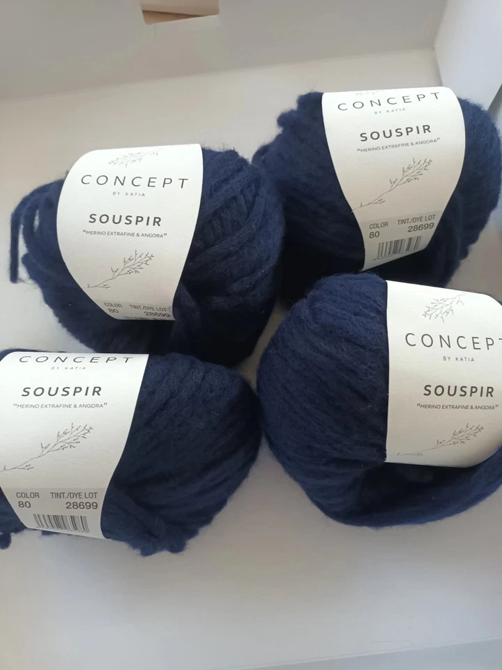 4x dunkelblau fb 80 ConceptKatia SOUSPIR DICKE weich Wolle 25gr 50m Angora pk 2 