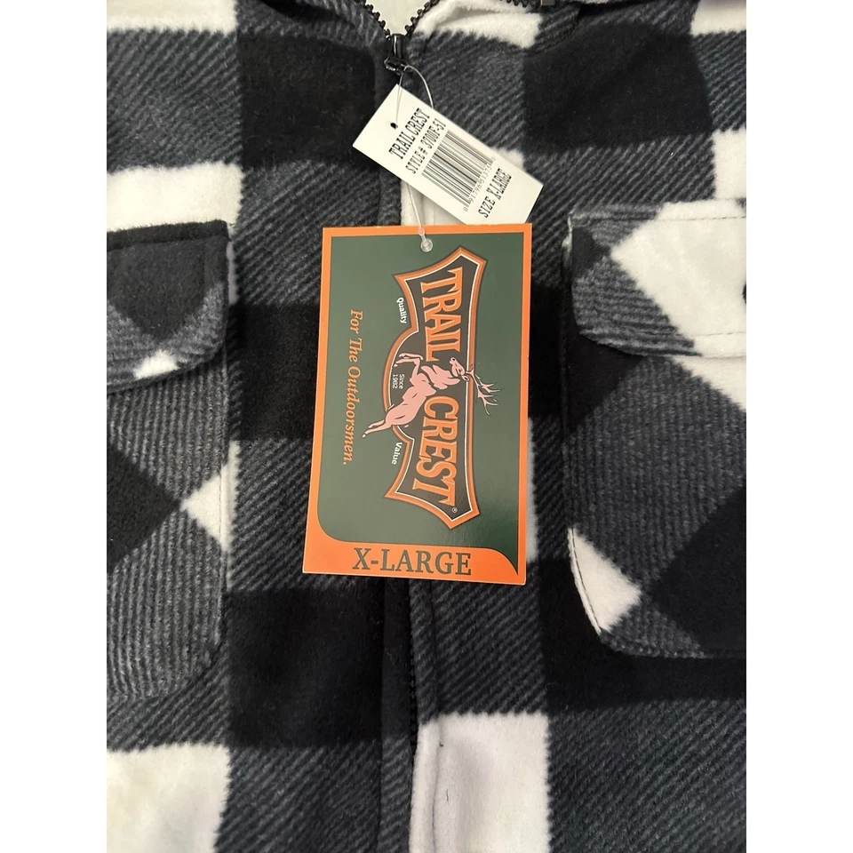 Chaleco Trail Crest Para Hombre X-Large Negro Blanco Búfalo Cuadros Sherpa Forrado Exterior Foto 4 de 4