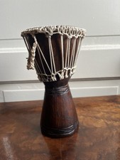 Vintage Small Hand Carved Wooden Djembe Drum