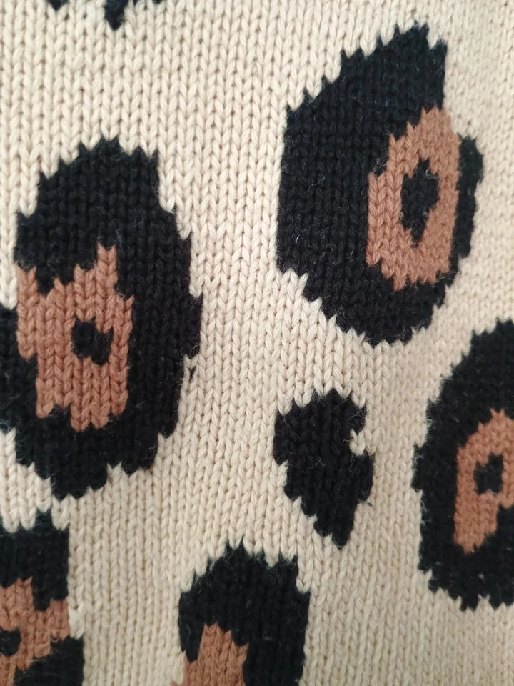 Suéter Cuadrado Vintage Marisa Christina 100% Algodón M Estampado Animal Mobwife Cebra Foto 3 de 4