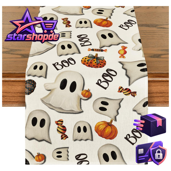 TischläUfer Halloween KüRbisse Geist 40X140 Cm Deko FüR Festlichkeiten-image