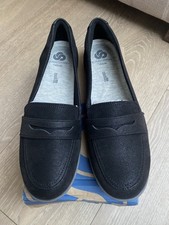 NEW BLACK CLARKS AYLA FORM BALLET FLATS, UK 5.5/39 E FIT