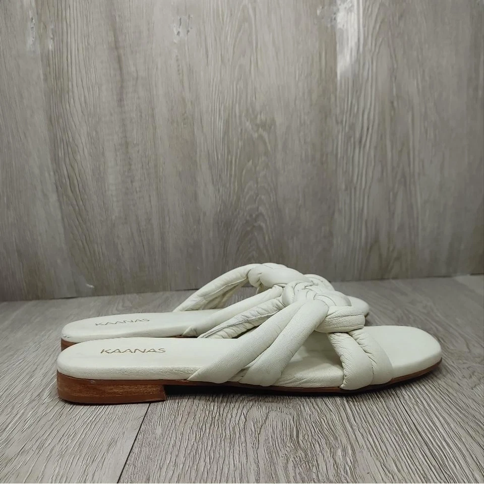 Sandalias Kaanas Bintulu Nudo Náutico Cuero Marfil Crema Deslizable 9 Planas Blancas Foto 3 de 4
