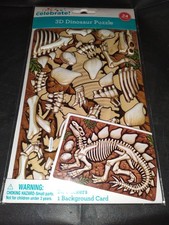Way to Celebrate 3D Dinosaur Sticker Puzzle 24 Stickers 1 Background Card New