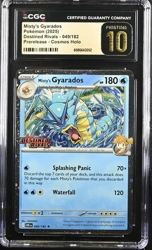 2025 POKEMON DESTINED RIVALS PRERELEASE #049 MISTY'S GYARADOS CGC 10 PRISTINE